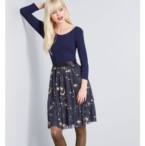 Modcloth Blue and Gold Constellation Dress 🌙👗✨
